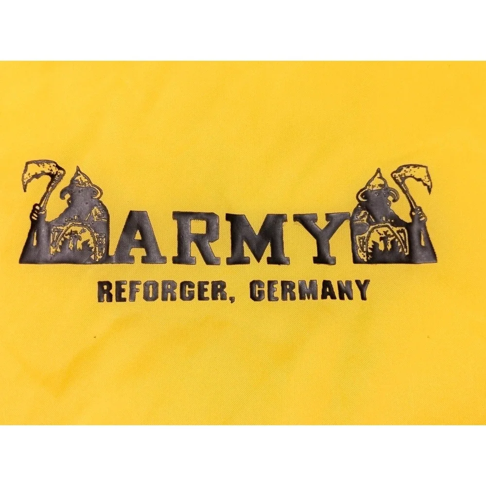 Vintage CHAMPION US Army Reforger Germany NATO Jacket Grim Reaper Yellow Large L